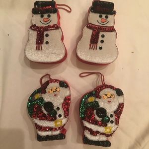 SET OF 4 VINTAGE BEADED/ SEQUIN CHRISTMAS BOXES